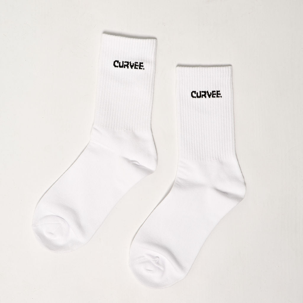 CURVEE Crew Socks 2 pack - White