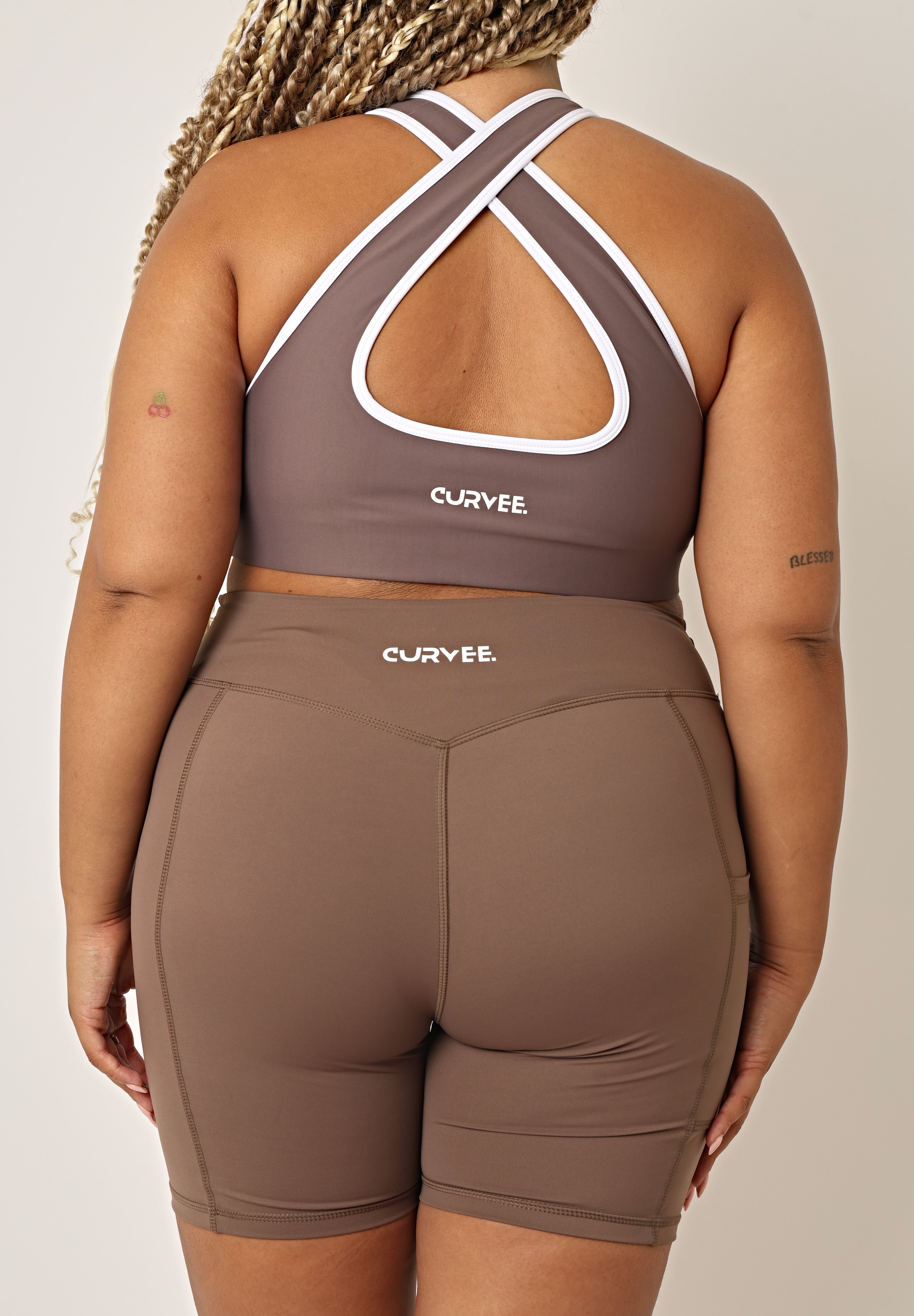 Empower V Waist Shorts - Mocha