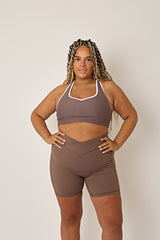 Empower V Waist Shorts - Mocha